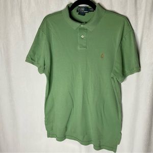 Polo Ralph Lauren Green Short Sleeve Polo Custom Fit Shirt Logo Size Medium